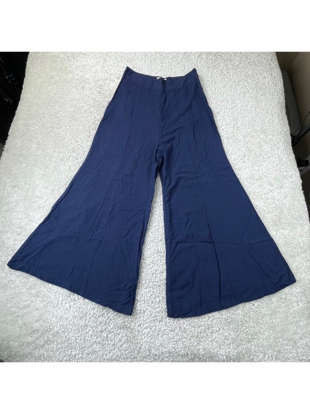 Anthropologie Maeve Canna Wide Leg Cropped Pant Navy Blue Womens 4 - Picture 3 of 11